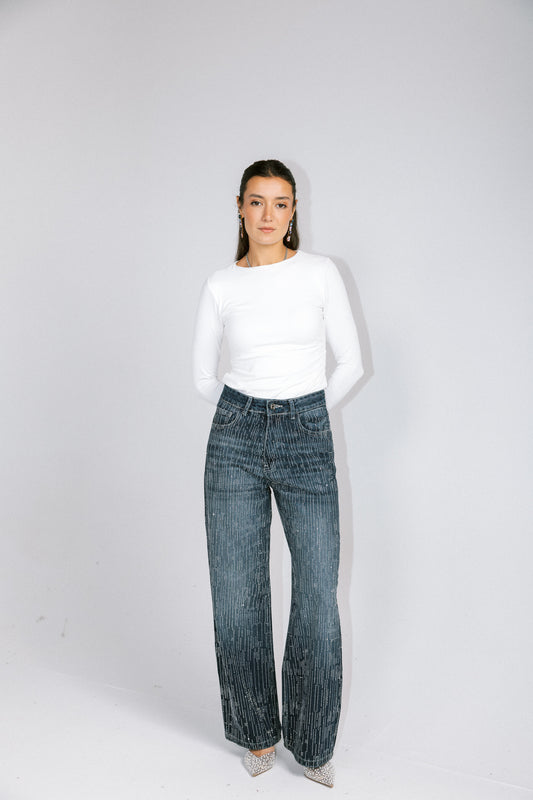 Her Era Denim Pants in Washed Blue