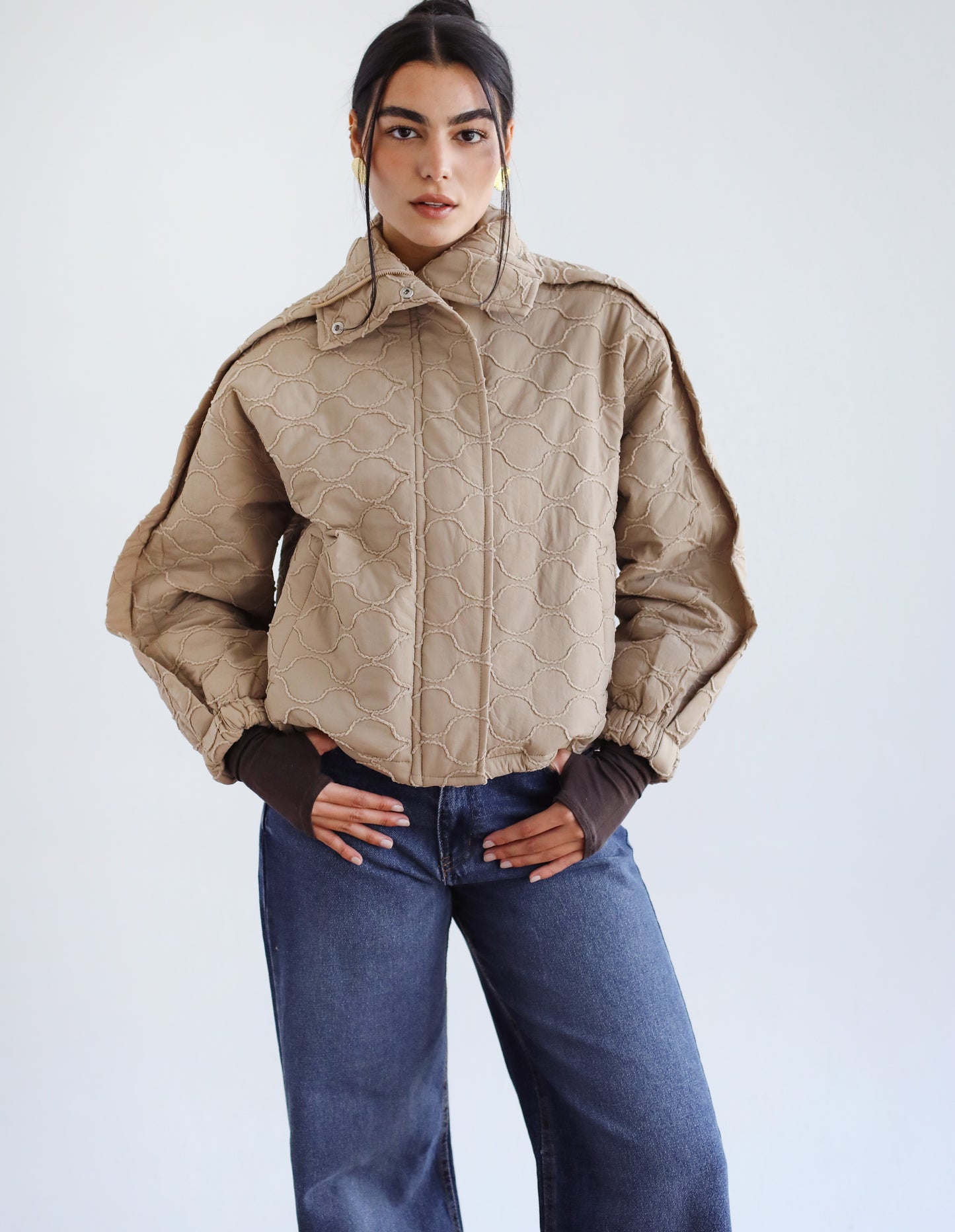 Around The World Bomber Jacket - Sandstone