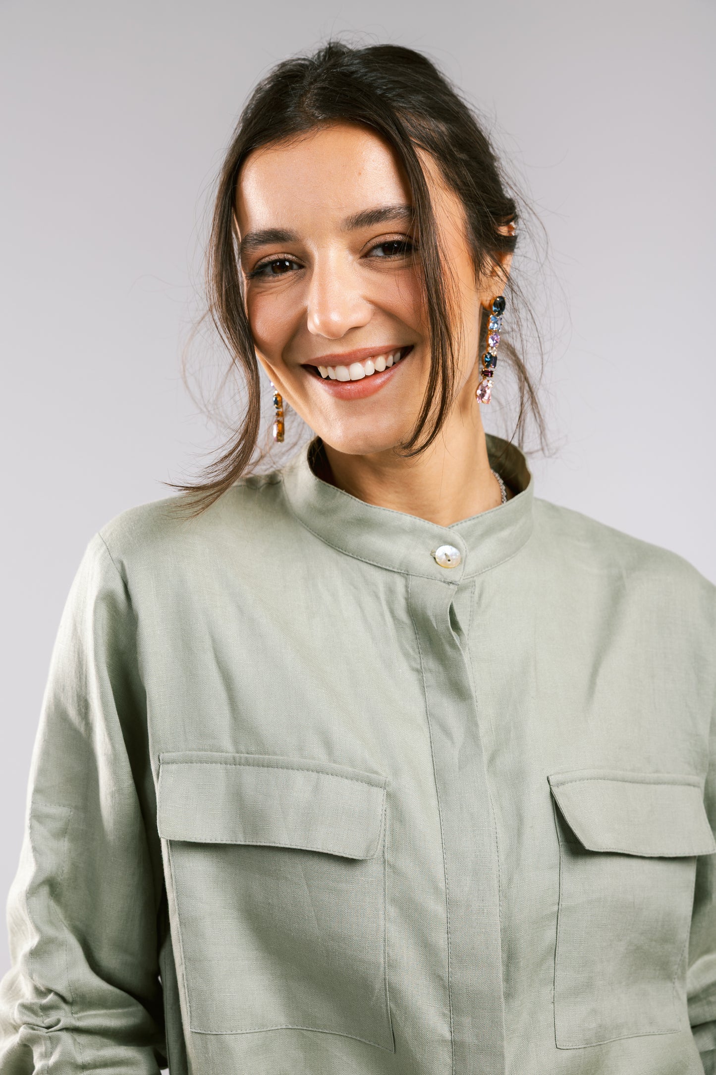 Pretty Fringes Linen Shirt - Mint