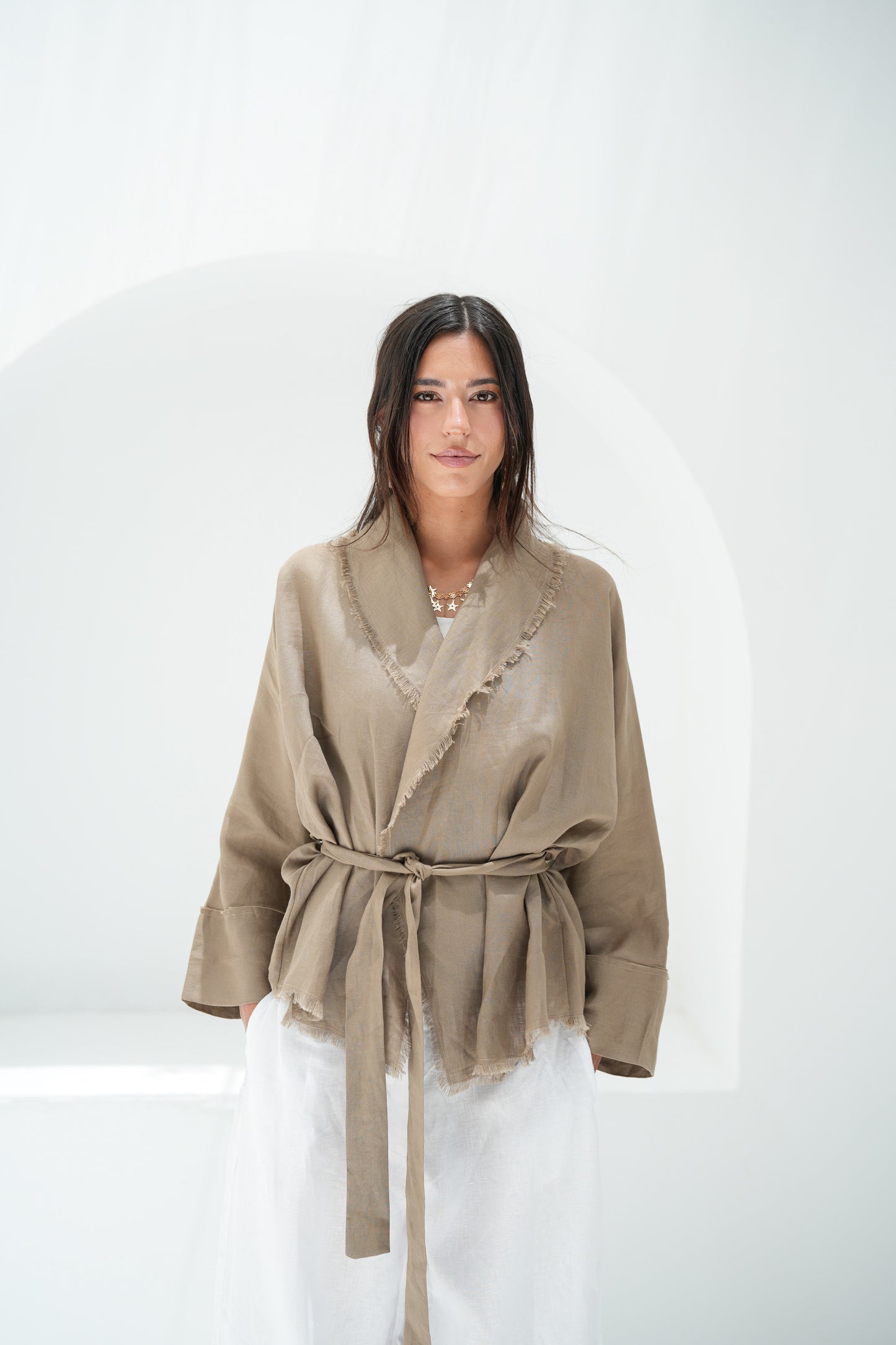Sun Chaser Linen Cardigan - Taupe