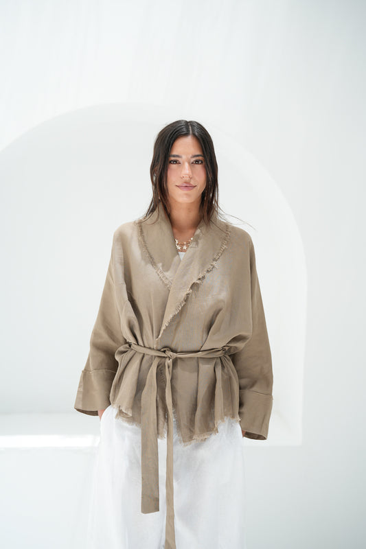 Sun Chaser Linen Cardigan - Taupe