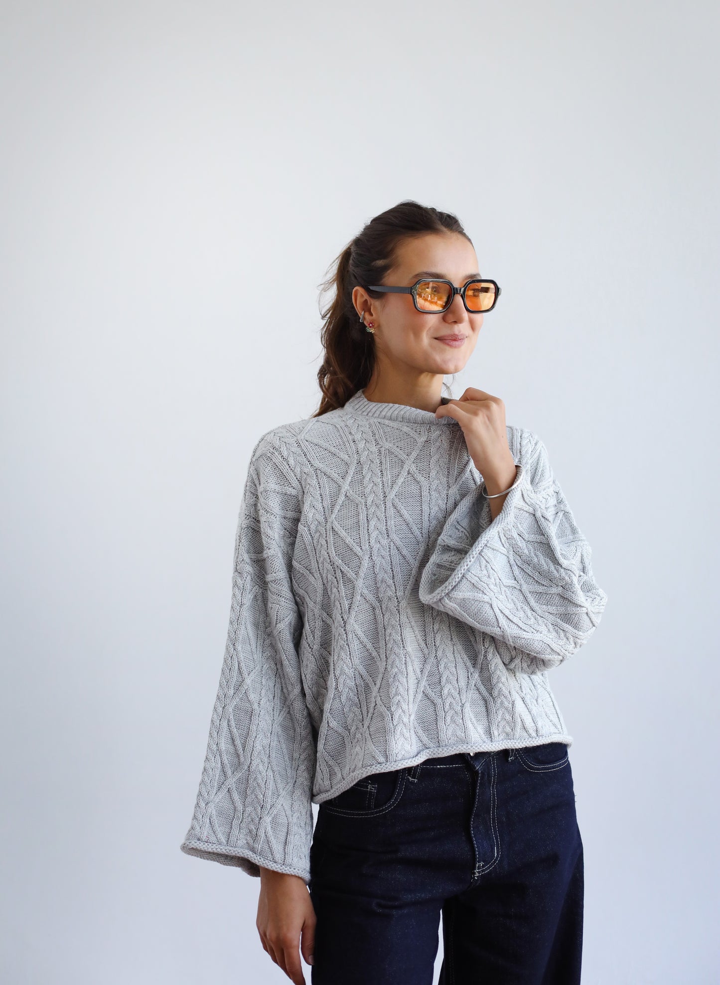 Heartwarming Cable Sweater in Grey