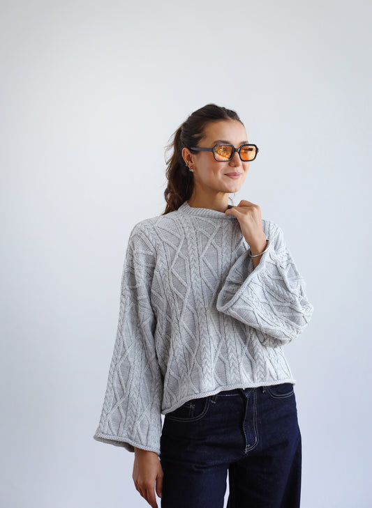 Heartwarming Cable Sweater in Grey