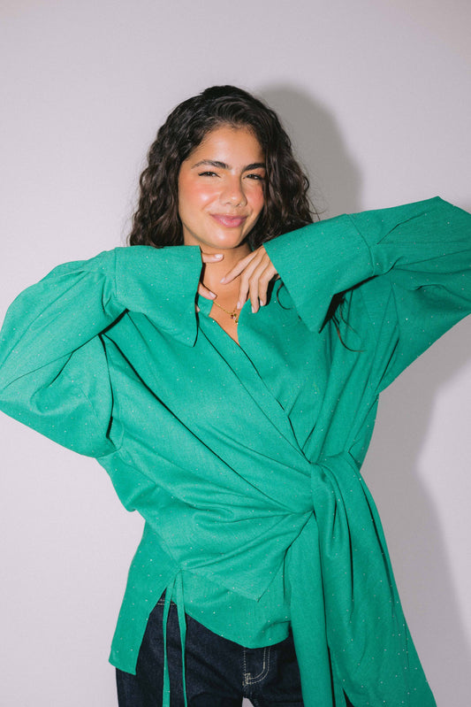 Studded Wrapped In A Dream Top - Green