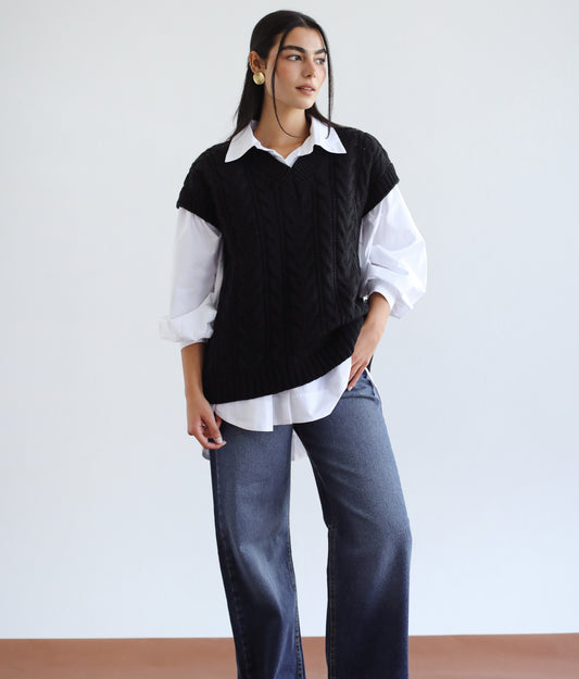 Never Better Knit Vest - Black