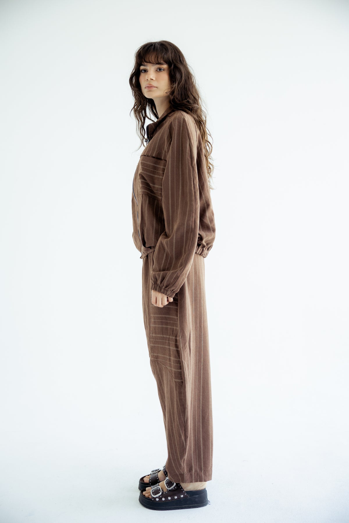 Now or Never Striped Set - Brown