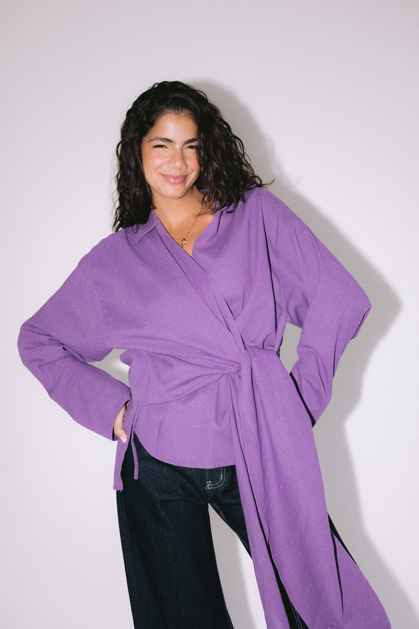 Studded Wrapped In A Dream Top - Purple