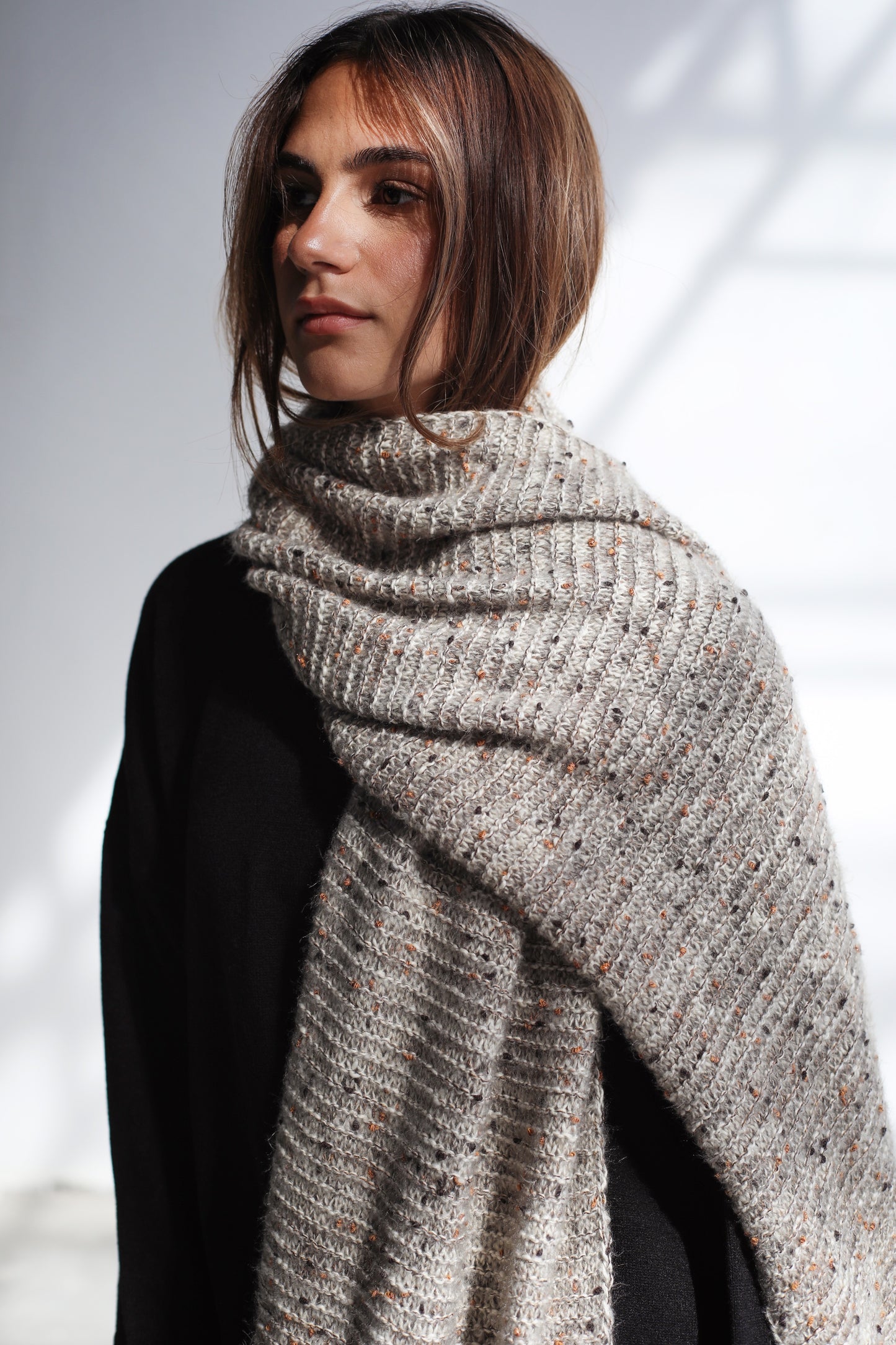 Winter Chill Knit Scarf - Oatmeal Beige