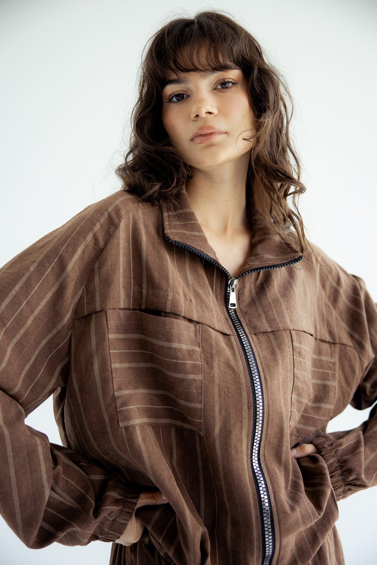 Now or Never Striped Set - Brown
