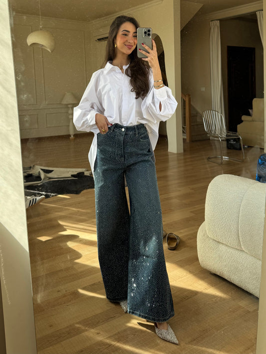 All Eyes On You Denim Pants - Dark Blue