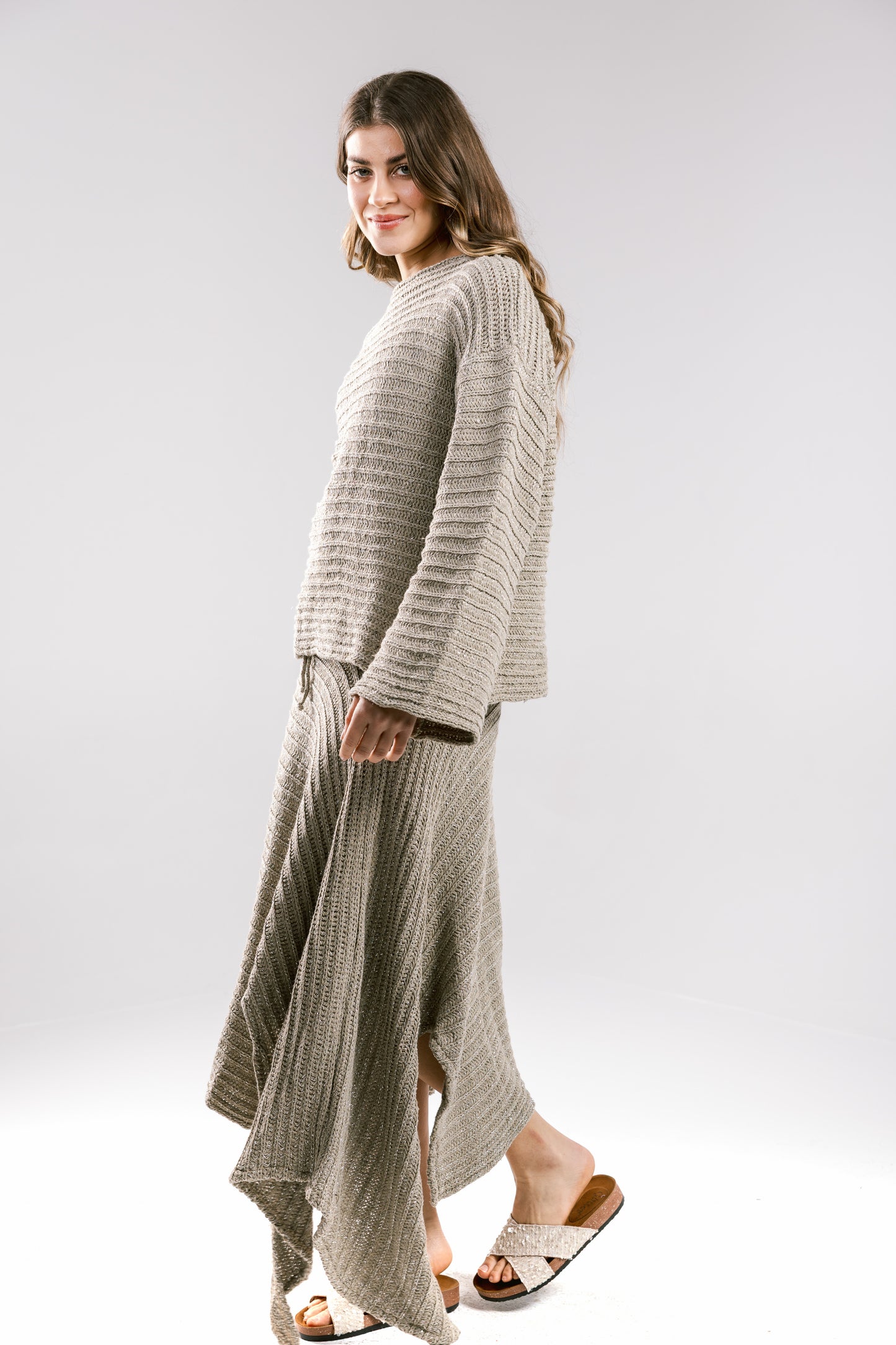 Shore Nights Crochet Skirt - Taupe