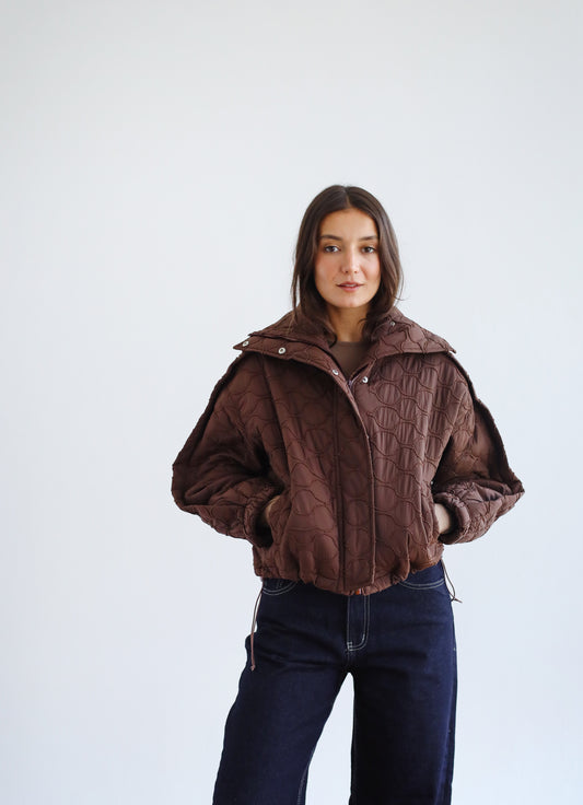 Around The World Bomber Jacket - Brown