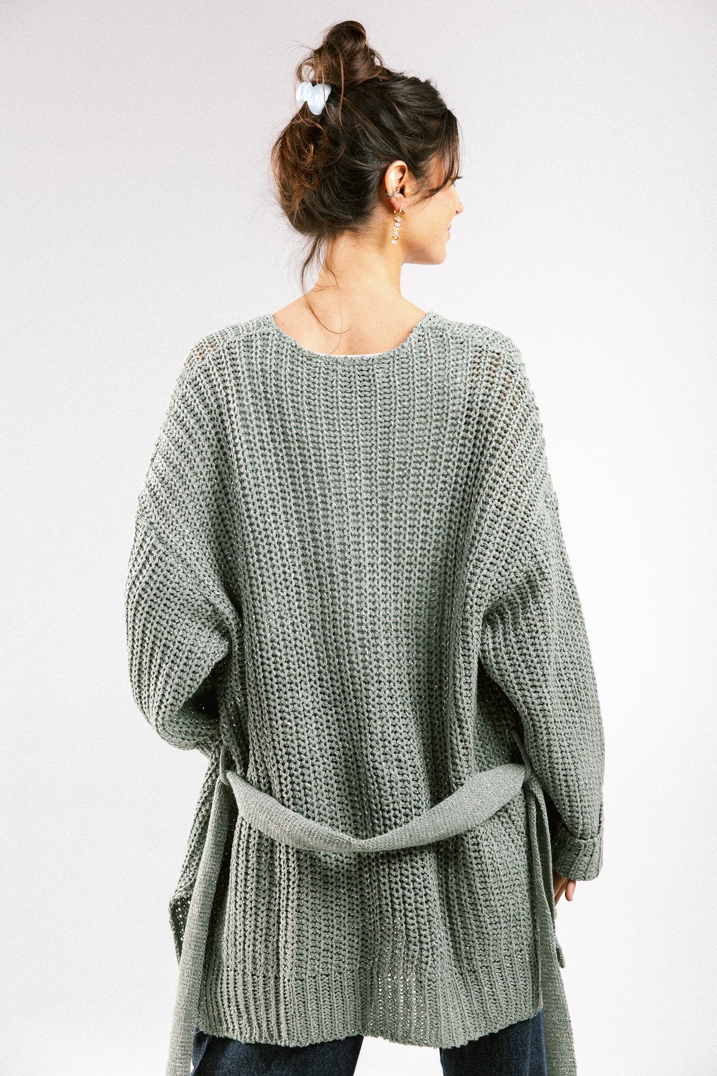 Crystal Skies Crochet Cardigan - Olive