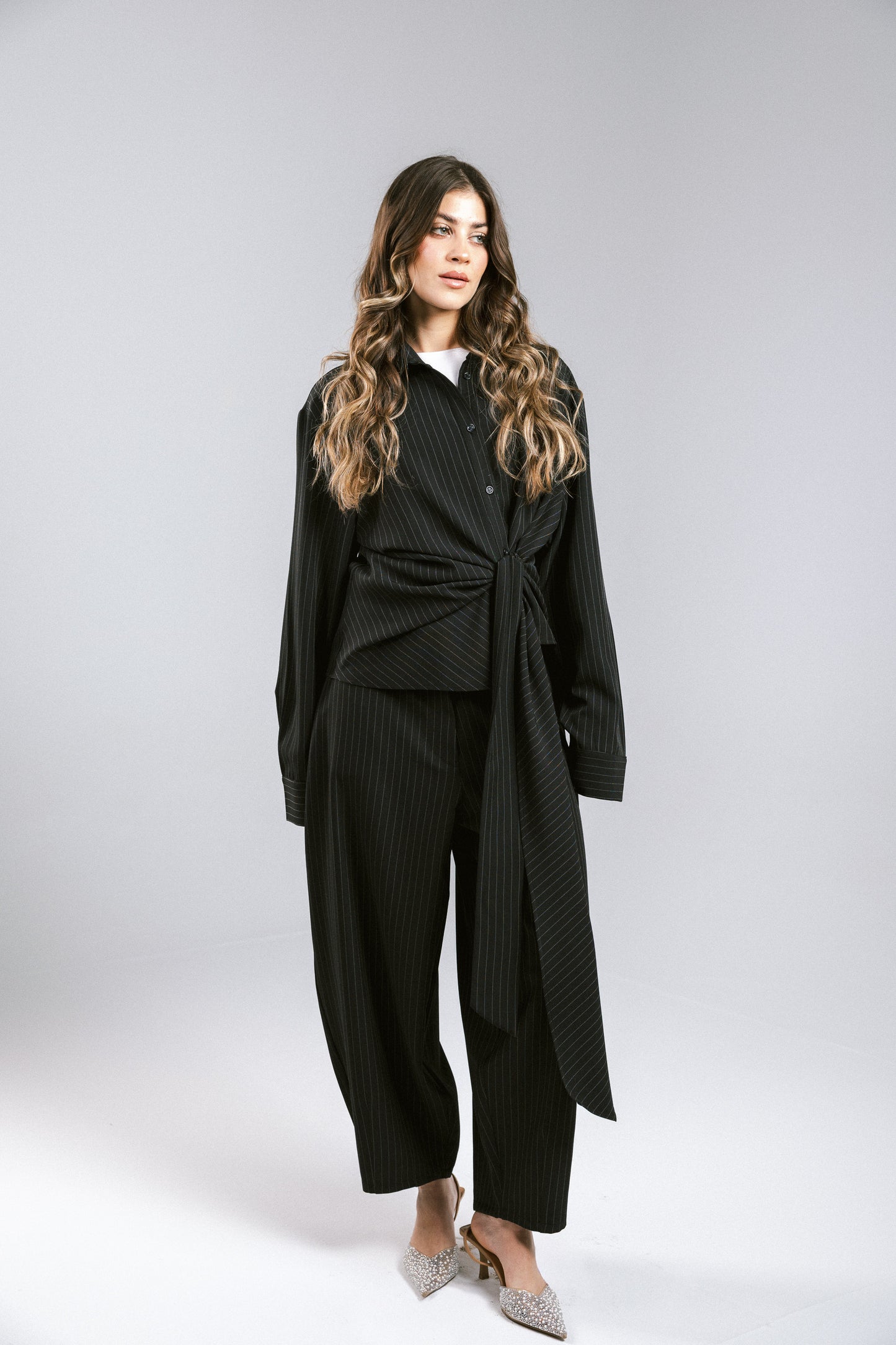 Knot Your Type Striped Set - Black