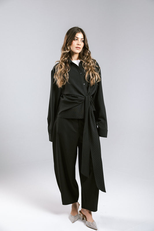 Knot Your Type Striped Set - Black