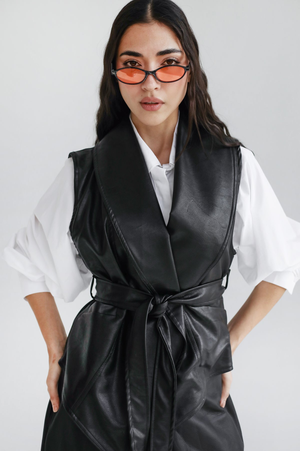 Smart Move Leather Vest in Black