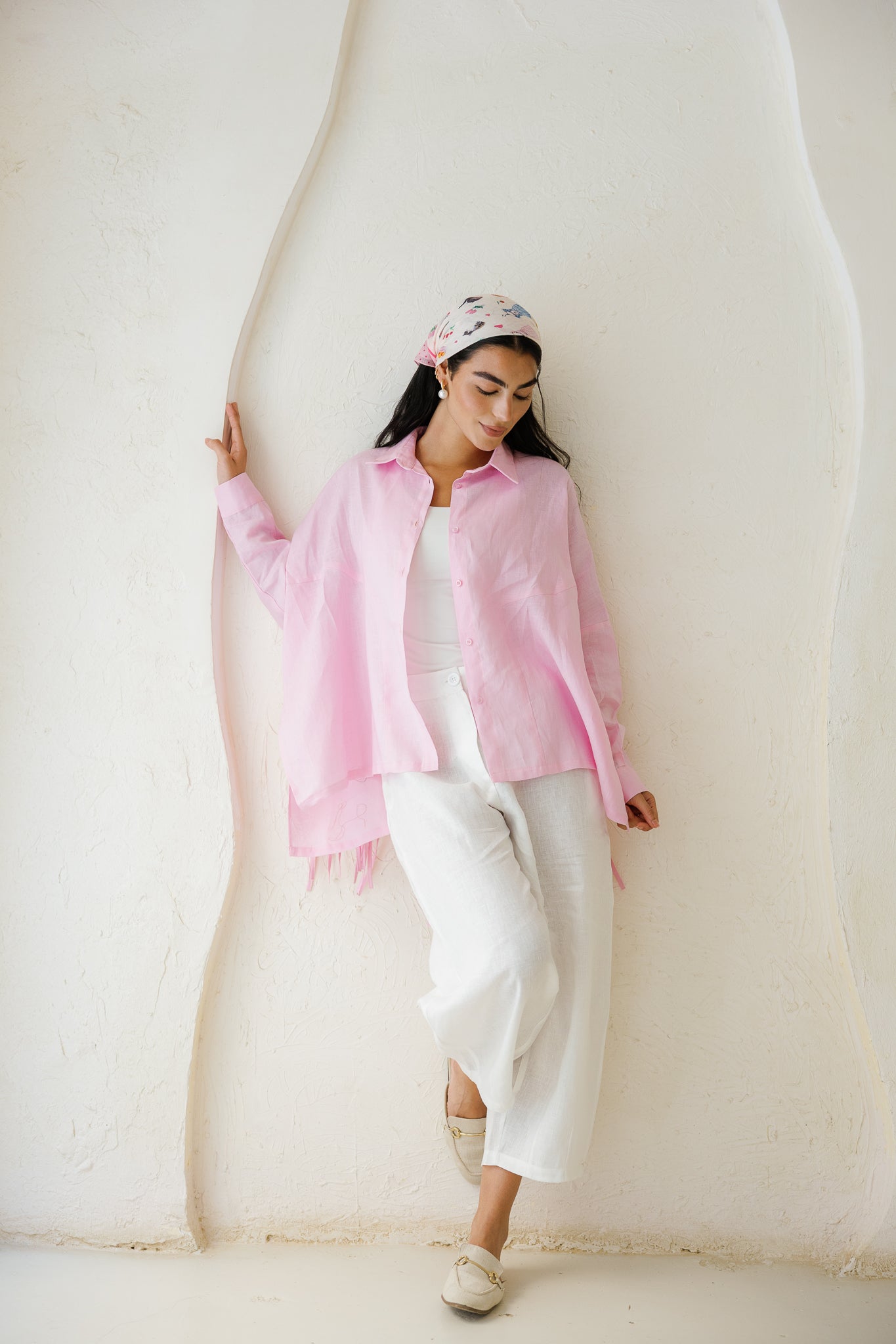 Summer Smiles Linen Top - Powder Pink