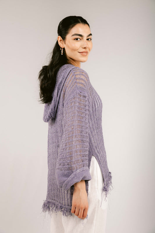 By The Beach Crochet Top - Lilac