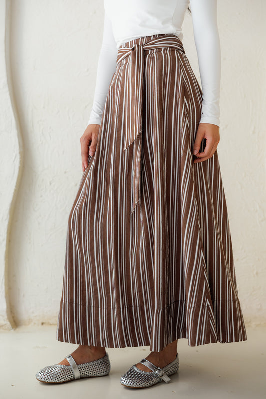 Your Favorite Striped Skirt - Brown