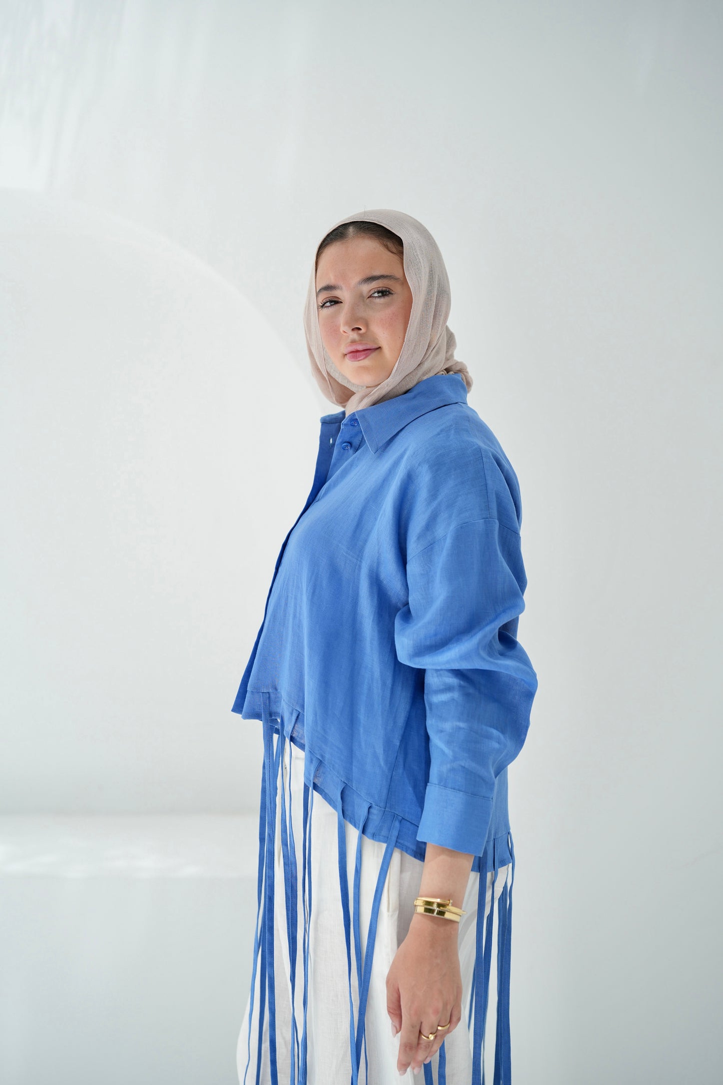Girl’s Girl Linen Top - Cobalt