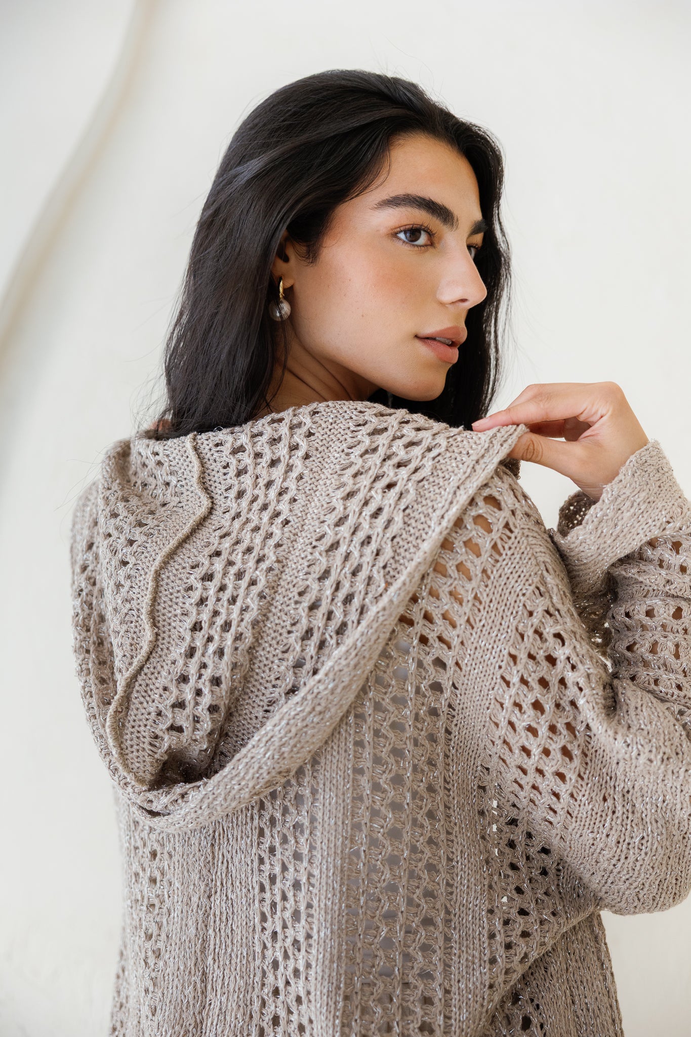 Golden Hour Crochet Cardigan - Taupe