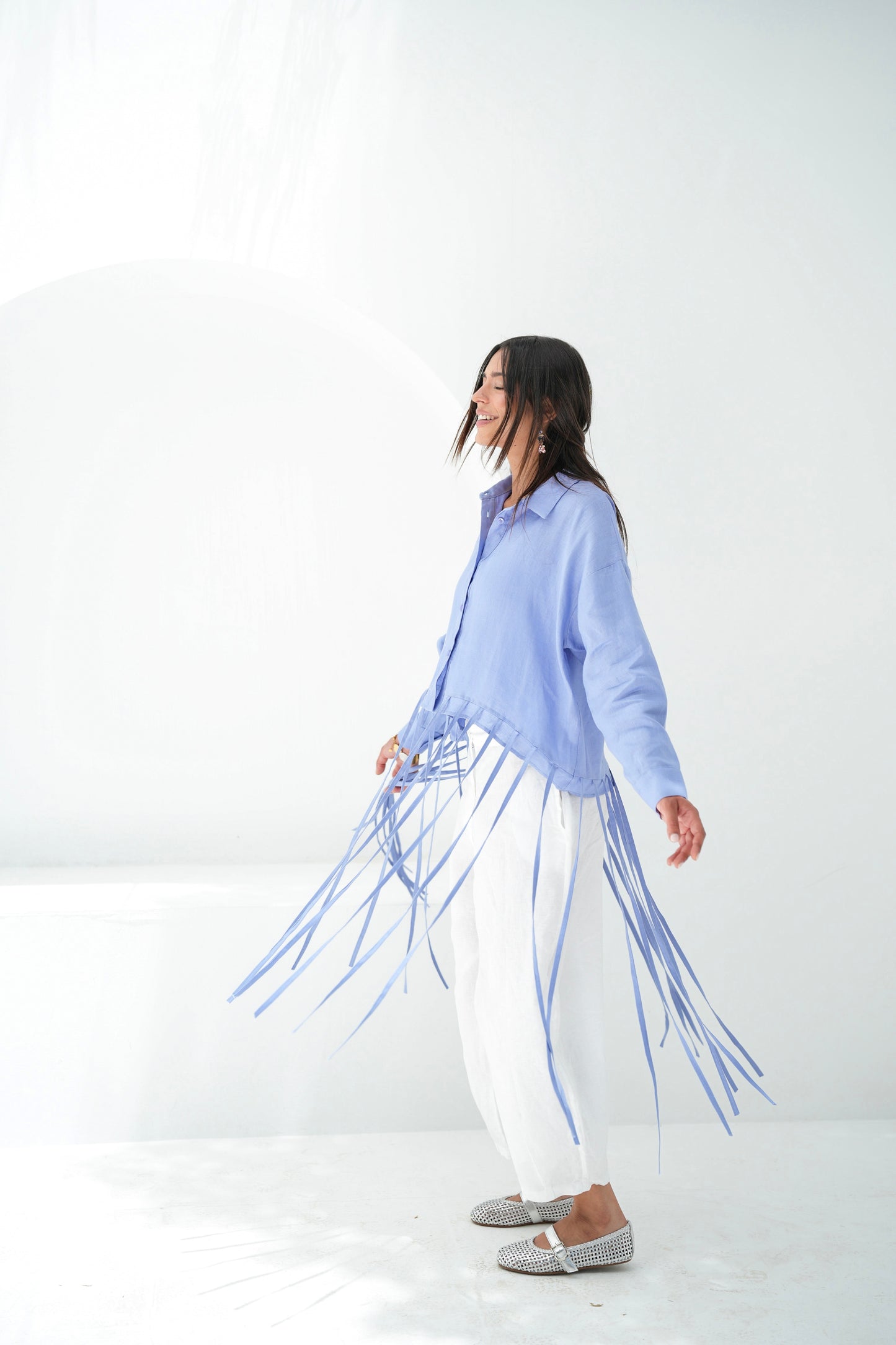 Girl’s Girl Linen Top - Sky Blue