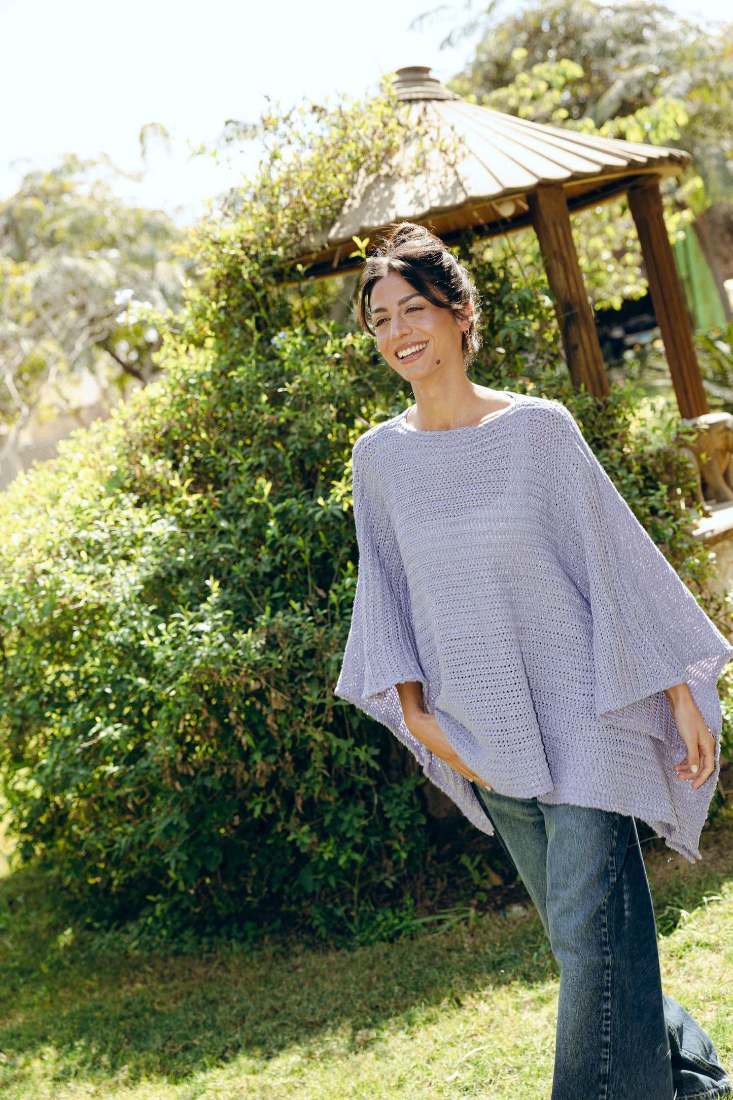 Seen At Sunset Crochet Cape in Lilac