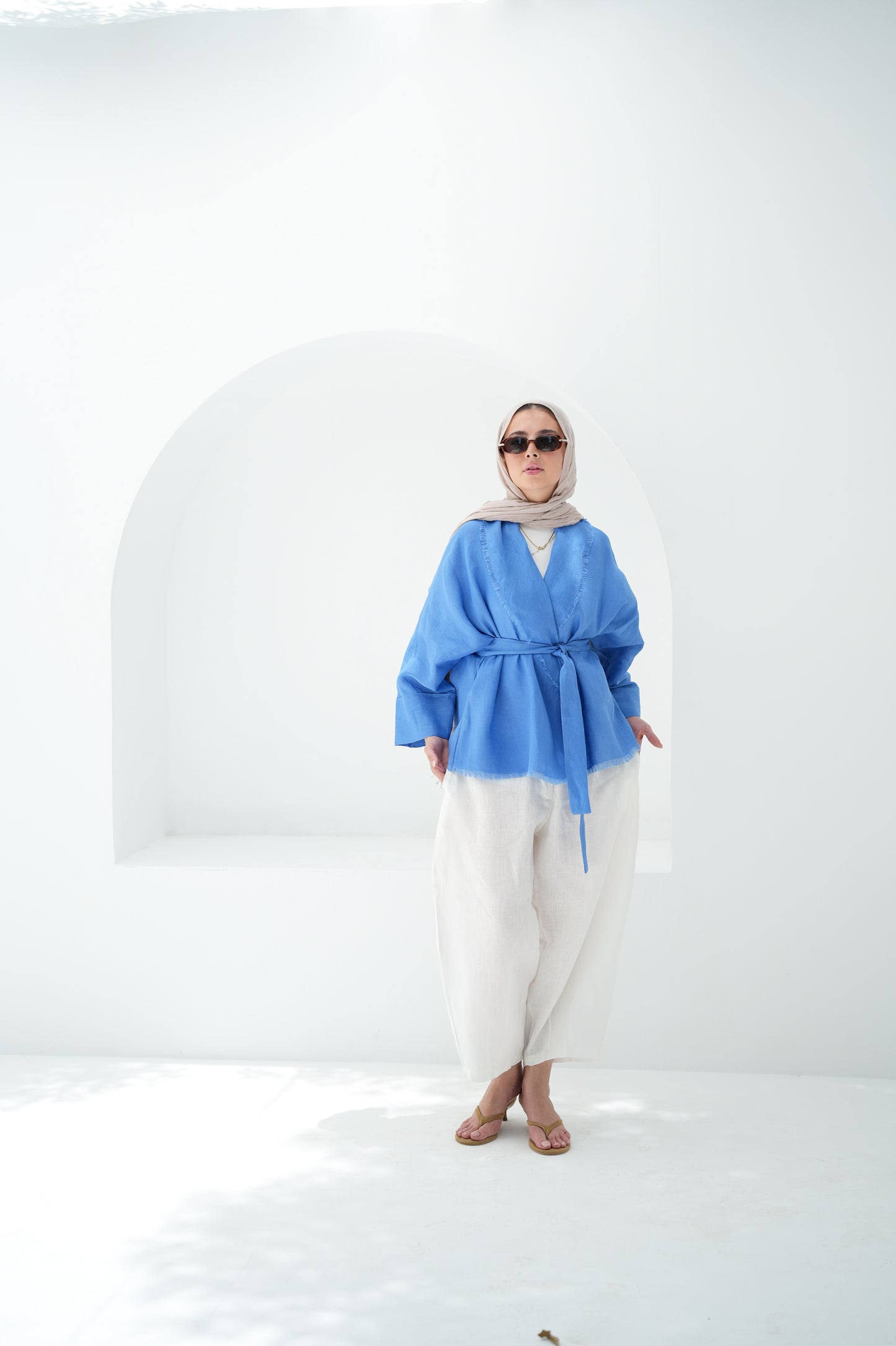 Sun Chaser Linen Cardigan - Cobalt