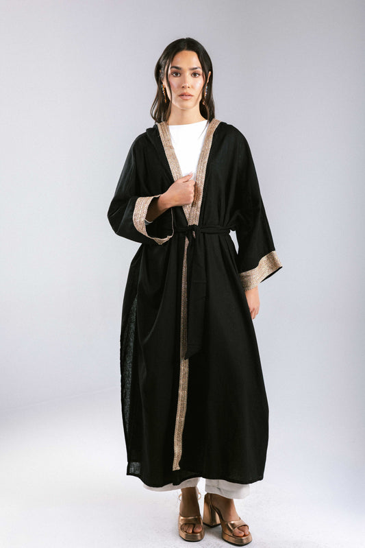 Marrakesh Linen Kaftan in Black