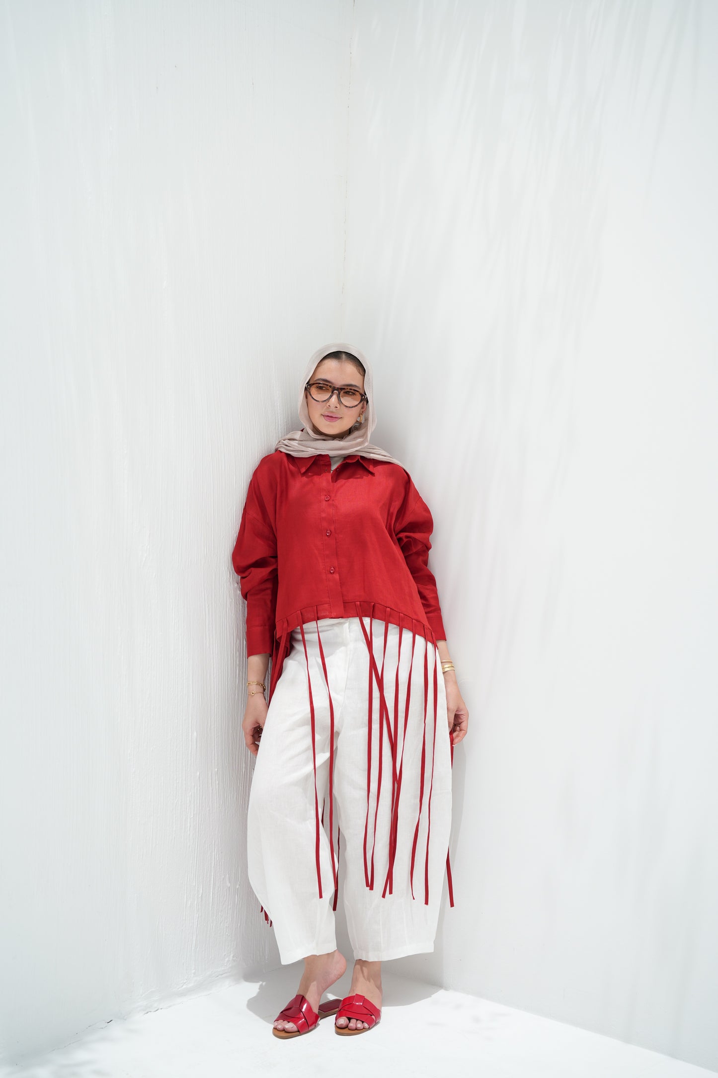 Girl’s Girl Linen Top - Red