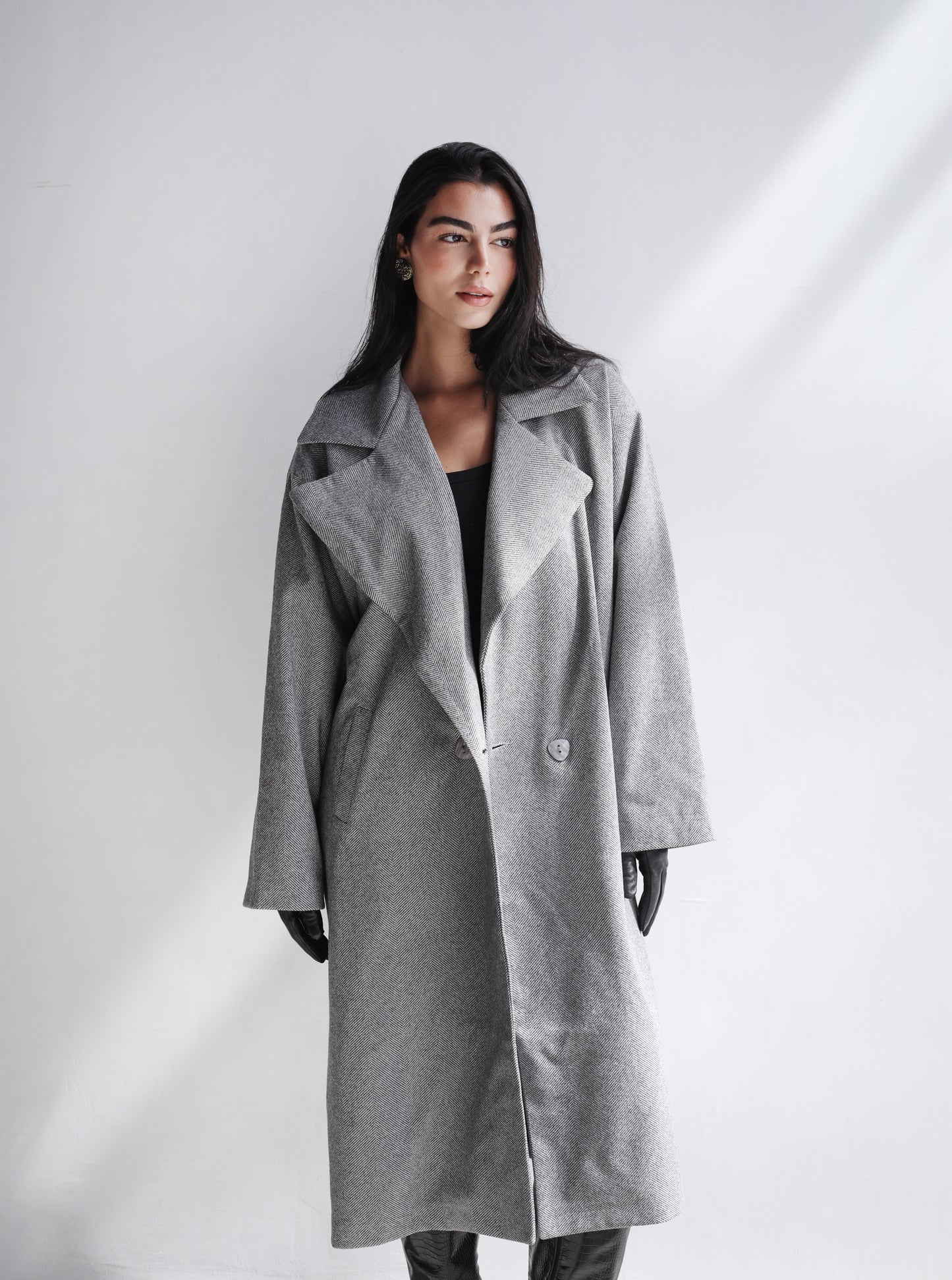 Long Time Coat - Light Grey Stripes