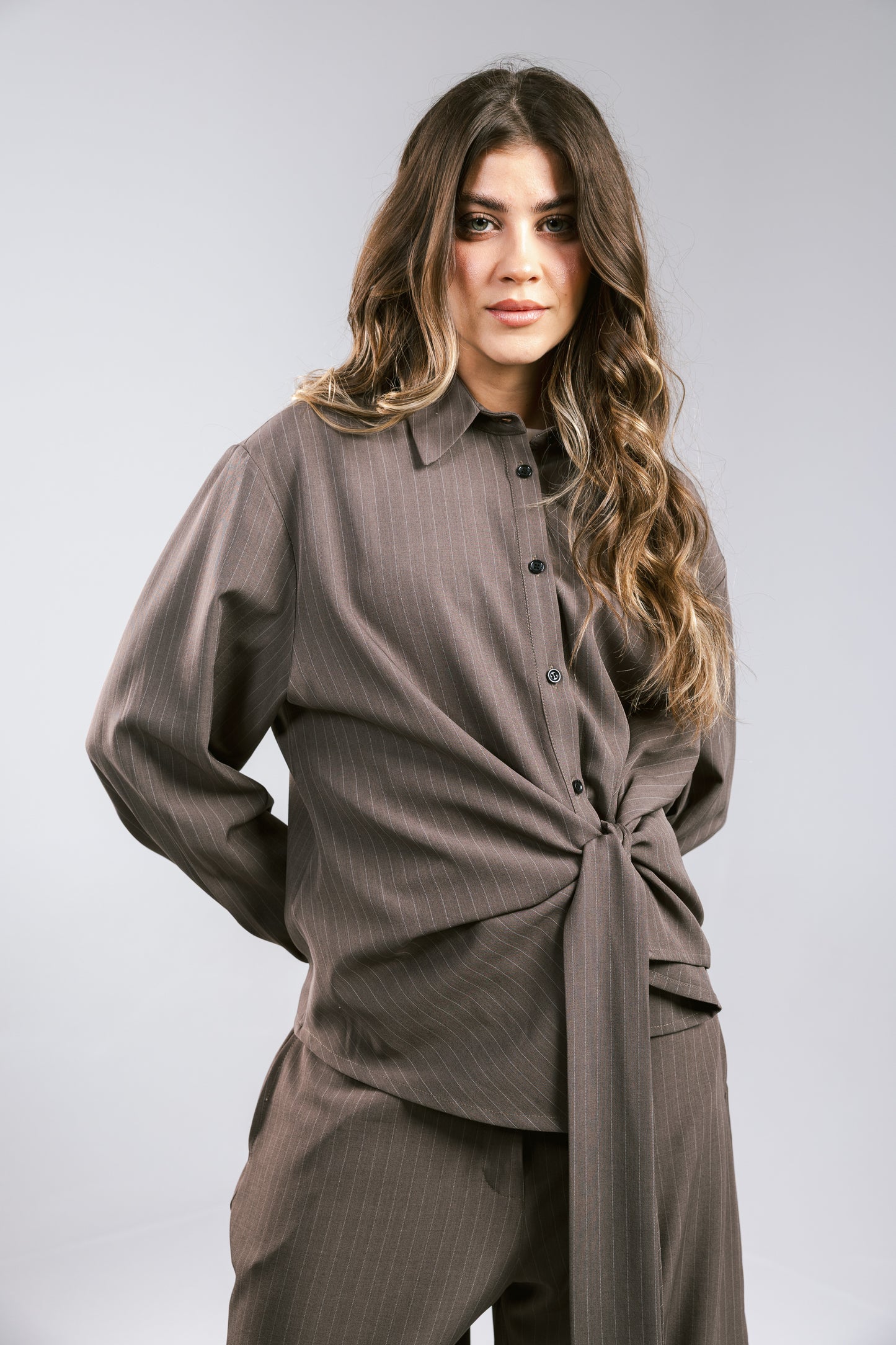 Knot Your Type Striped Set - Brown