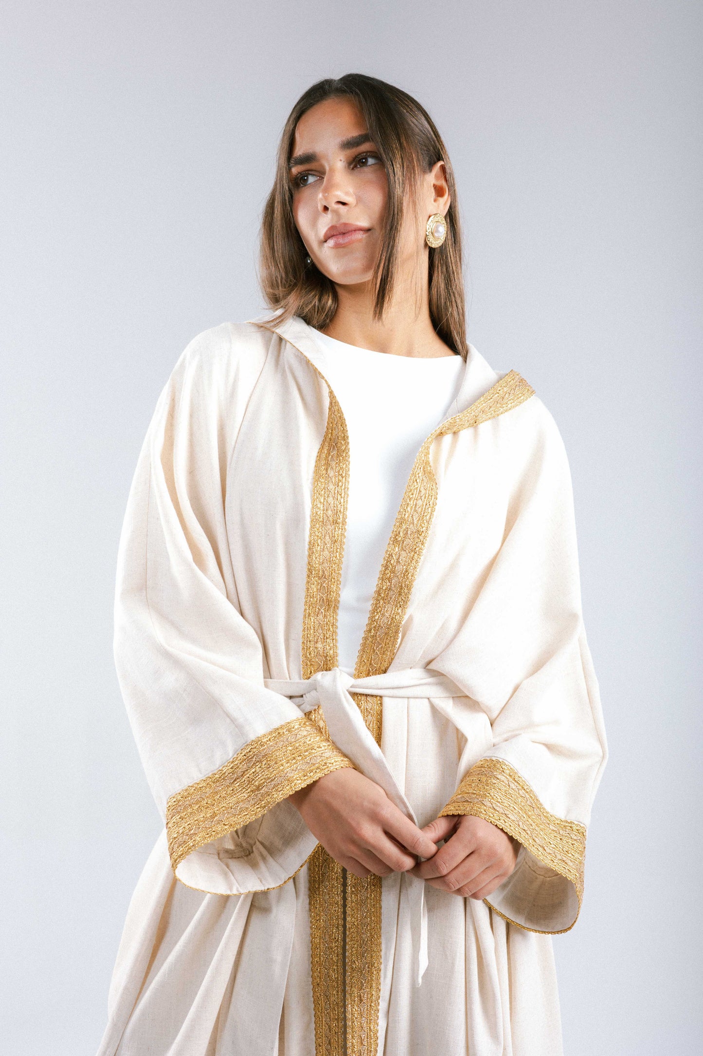Marrakesh Linen Kaftan in Beige
