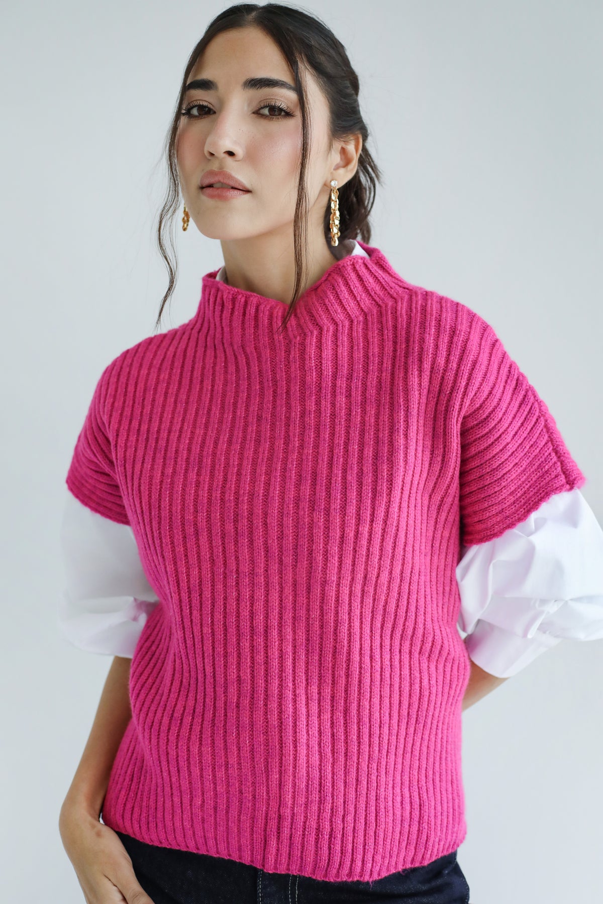 Sun Dazed Knit Vest - Fuchsia