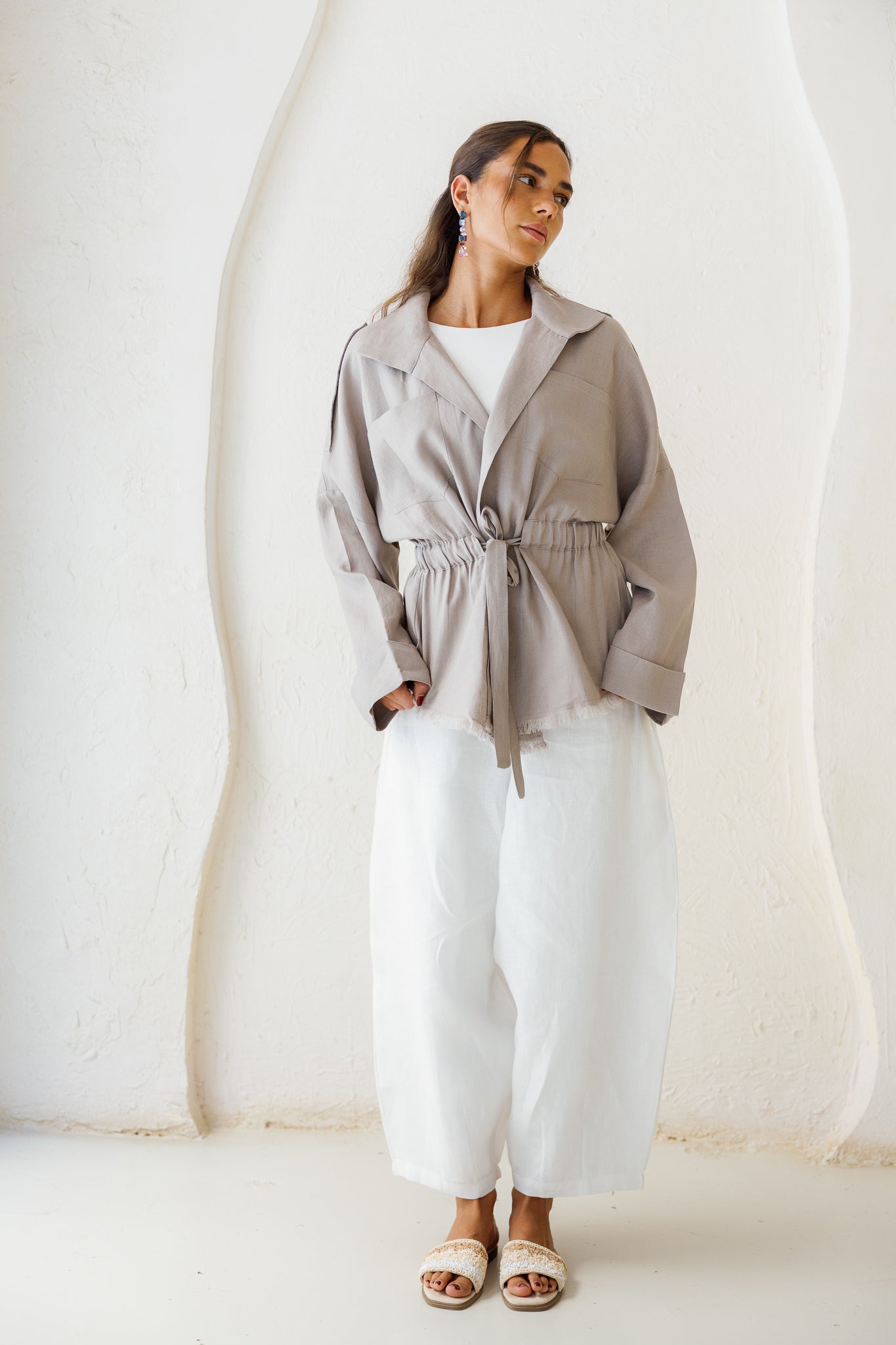 Amalia’s Signature Linen Top - Stone Grey