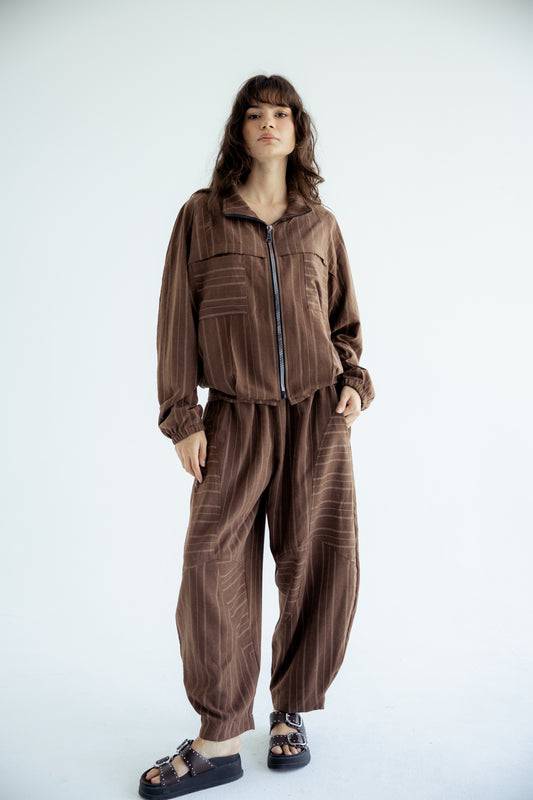Now or Never Striped Set - Brown