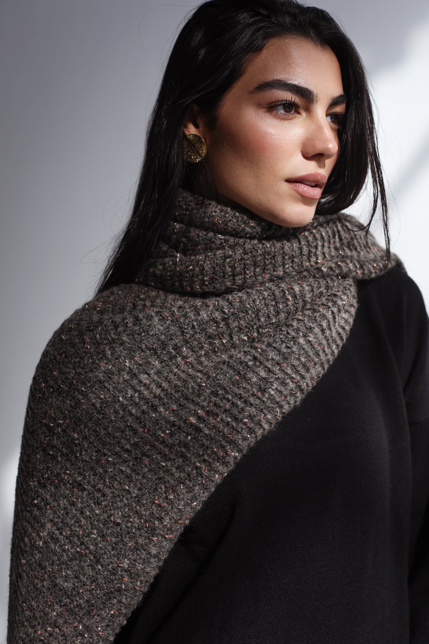 Winter Chill Knit Scarf - Charcoal Taupe