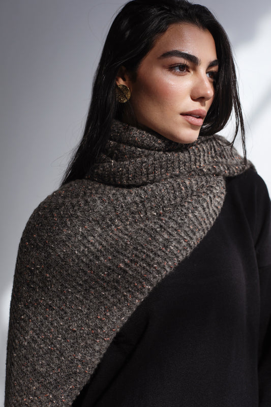 Winter Chill Knit Scarf - Charcoal Taupe