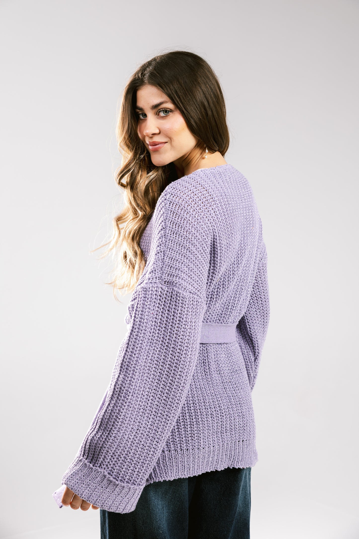 Crystal Skies Crochet Cardigan - Lilac