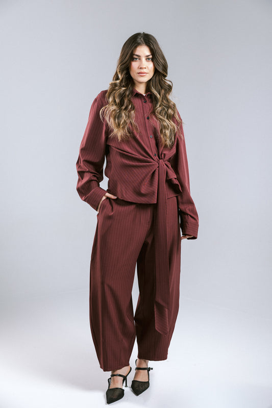 Knot Your Type Striped Set - Burgundy