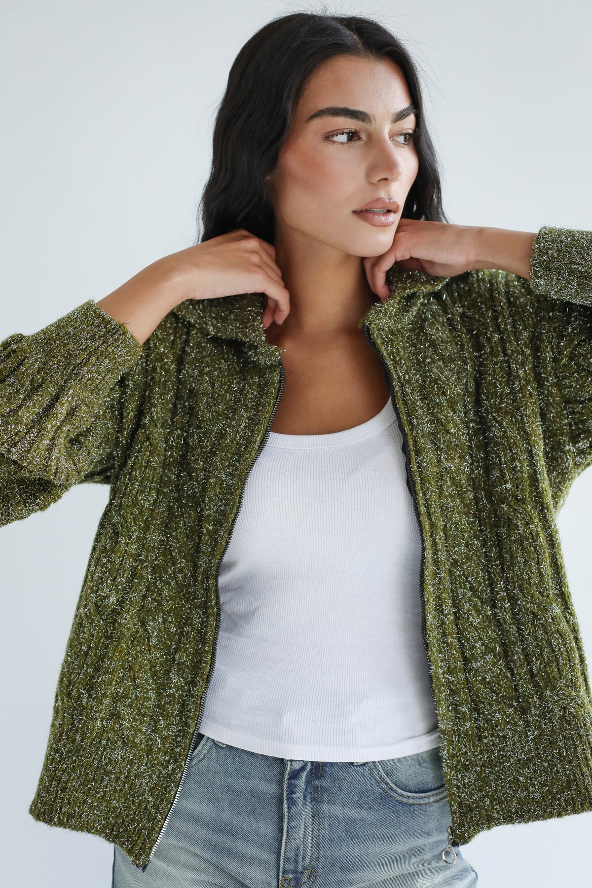 Too good to take off knit sweater - Olive