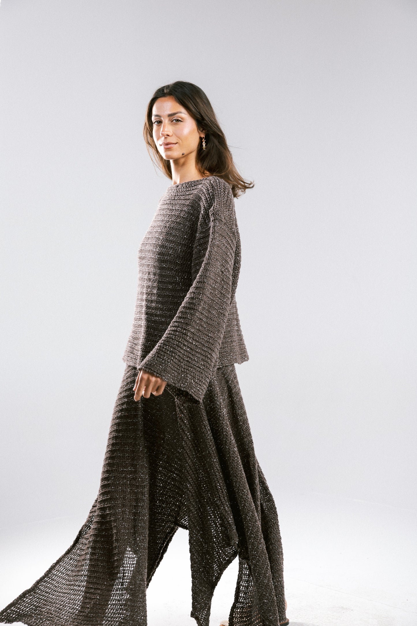 Shore Nights Crochet Skirt - Brown
