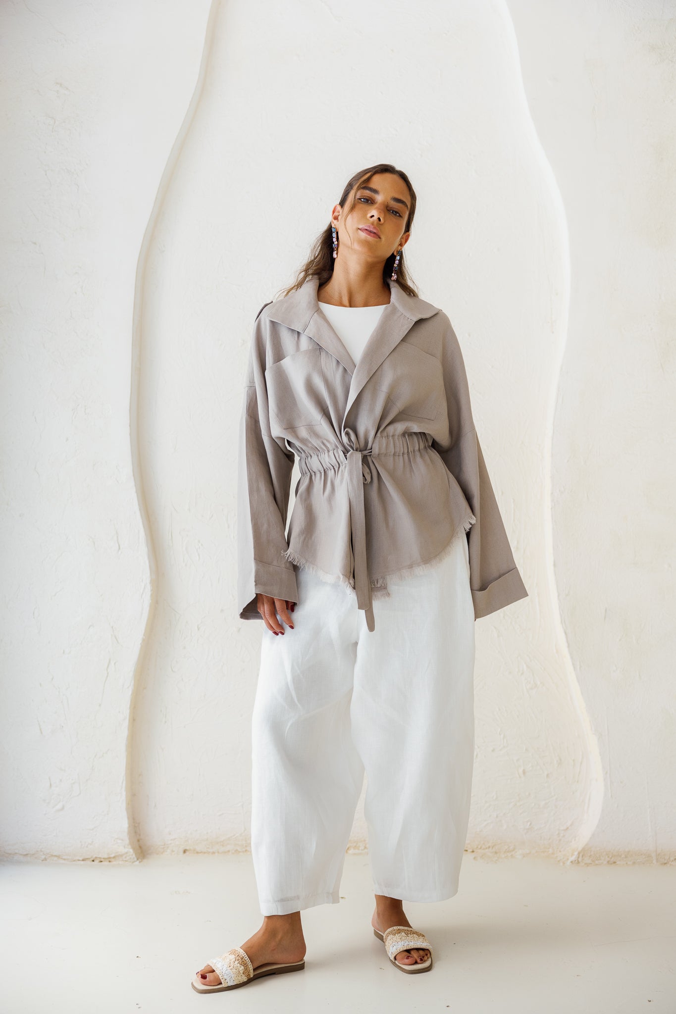 Amalia’s Signature Linen Top - Stone Grey