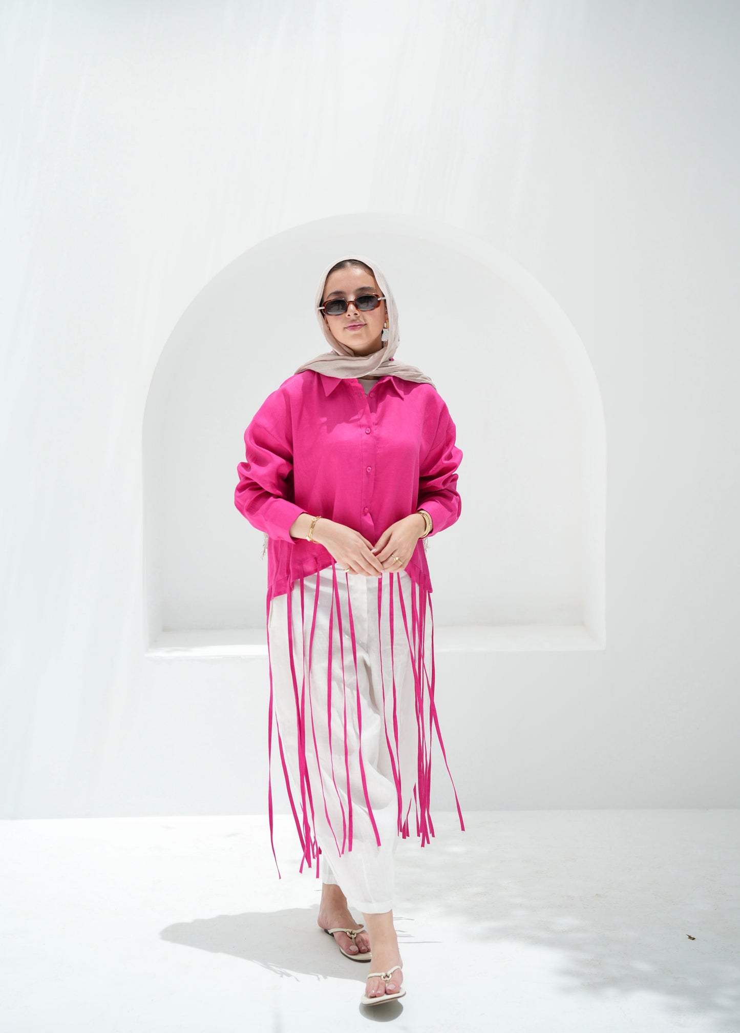 Girl’s Girl Linen Top - Fuchsia