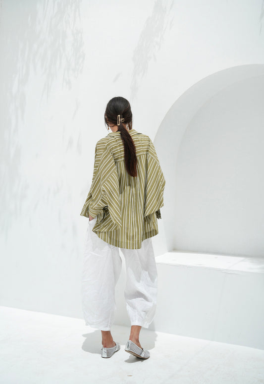 Over The Rainbow Striped Shirt - Olive