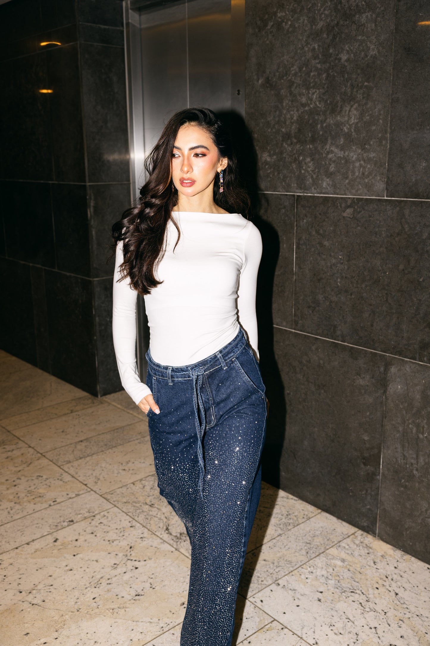 Unmatched Denim Pants in Dark Blue