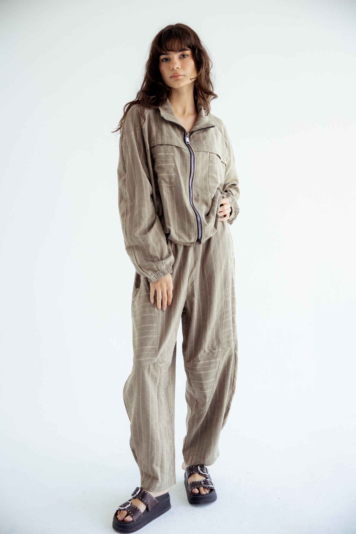 Now or Never Striped Set - Olive