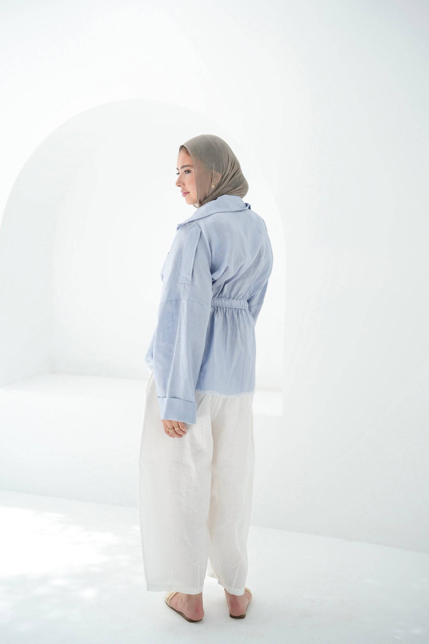Amalia’s Signature Linen Top - Baby Blue