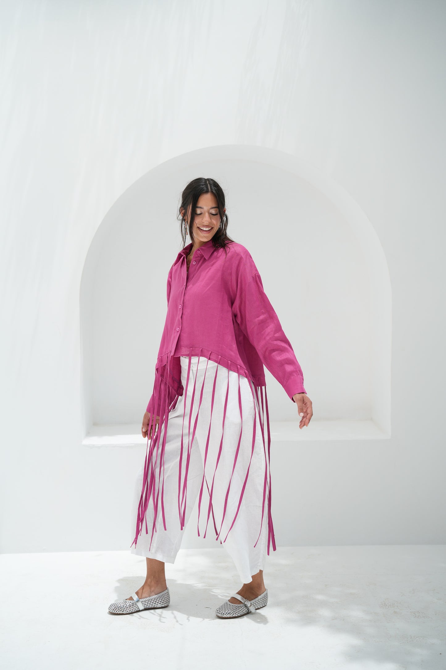 Girl’s Girl Linen Top - Berry Pink