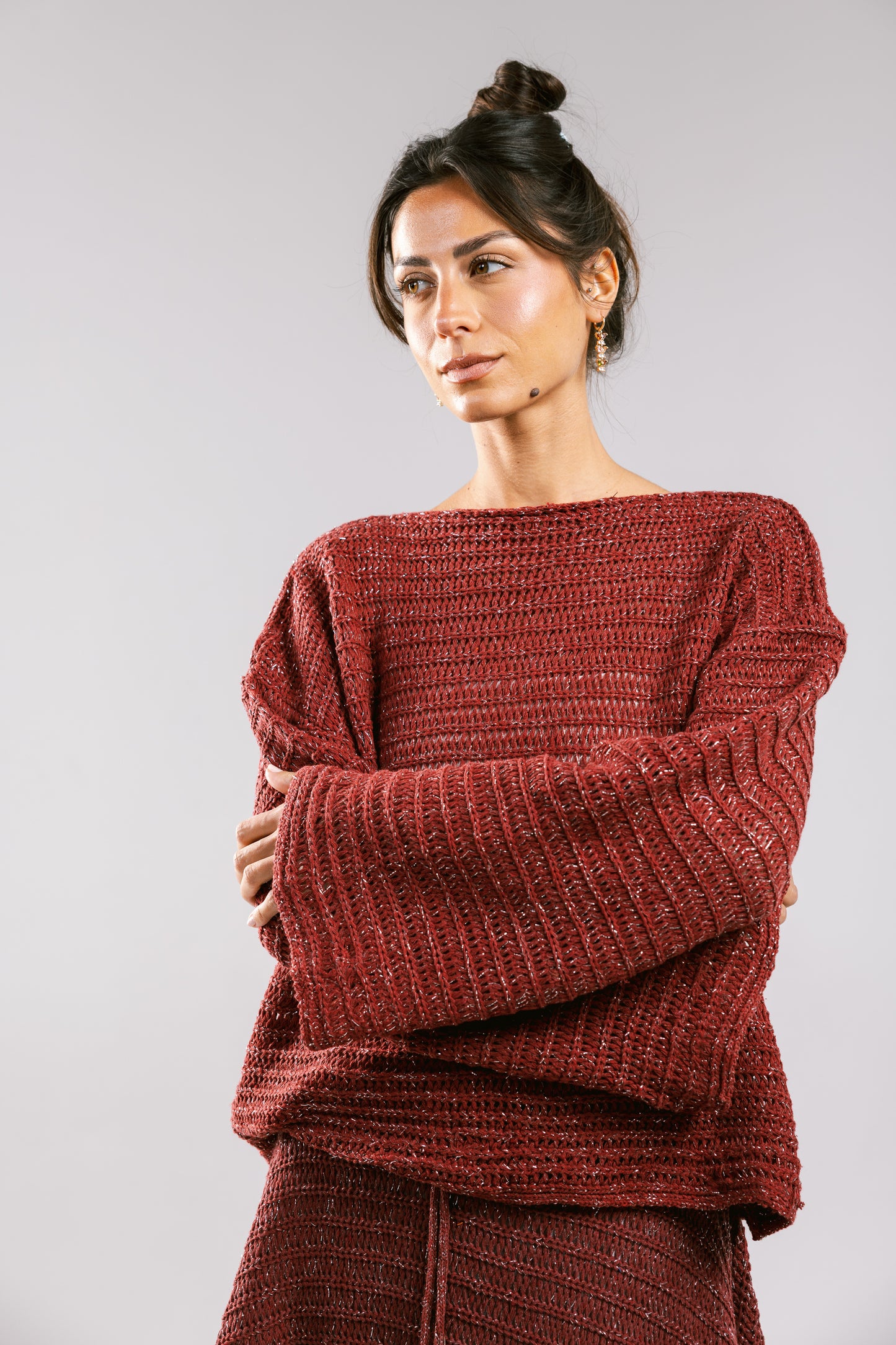 Seascape Crochet Top - Burgundy